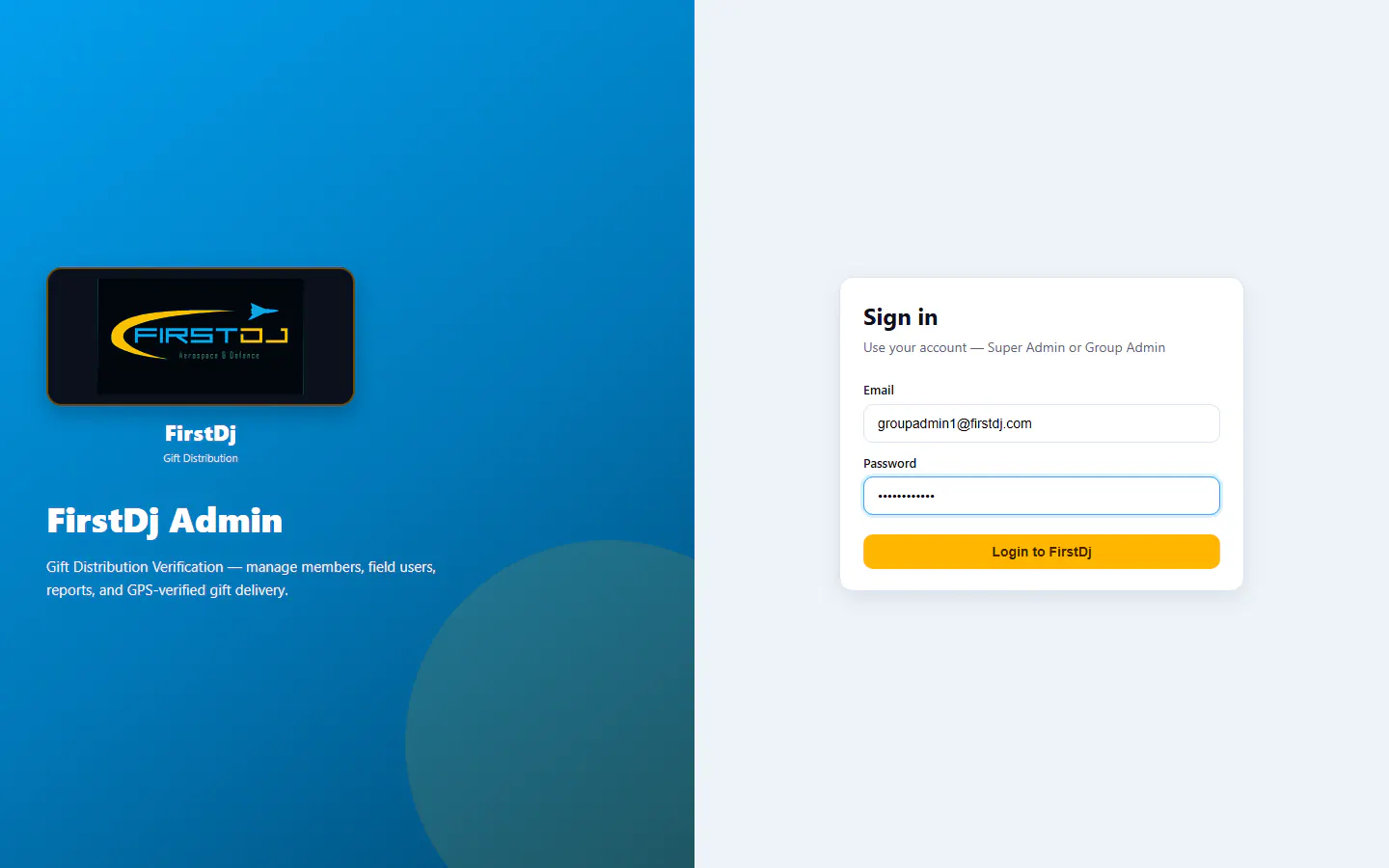 Gift Distribution & Verification System - Manager Login