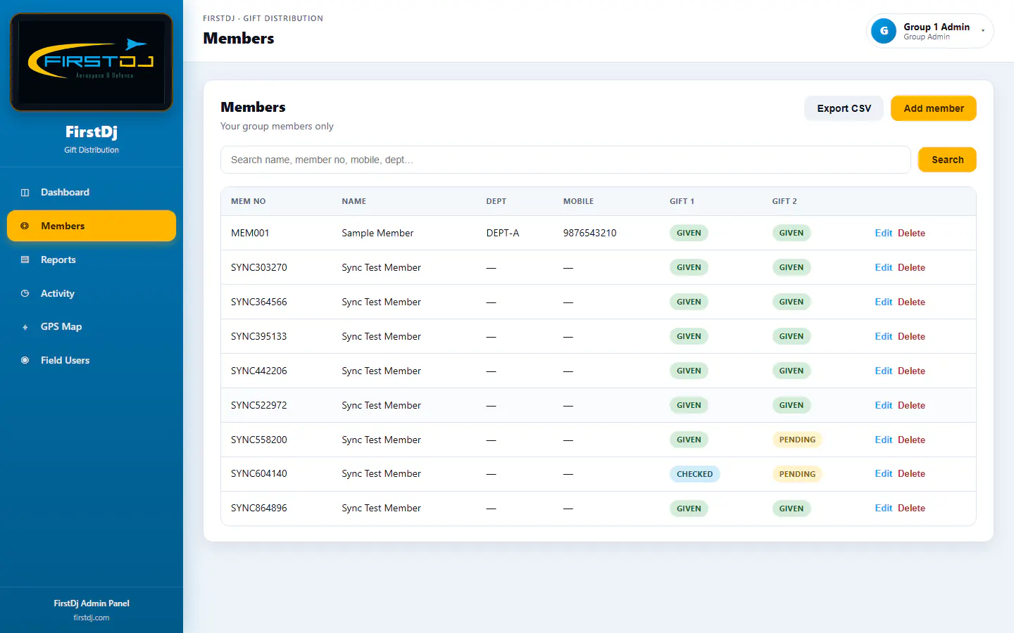 Gift Distribution & Verification System - Manager Member Records