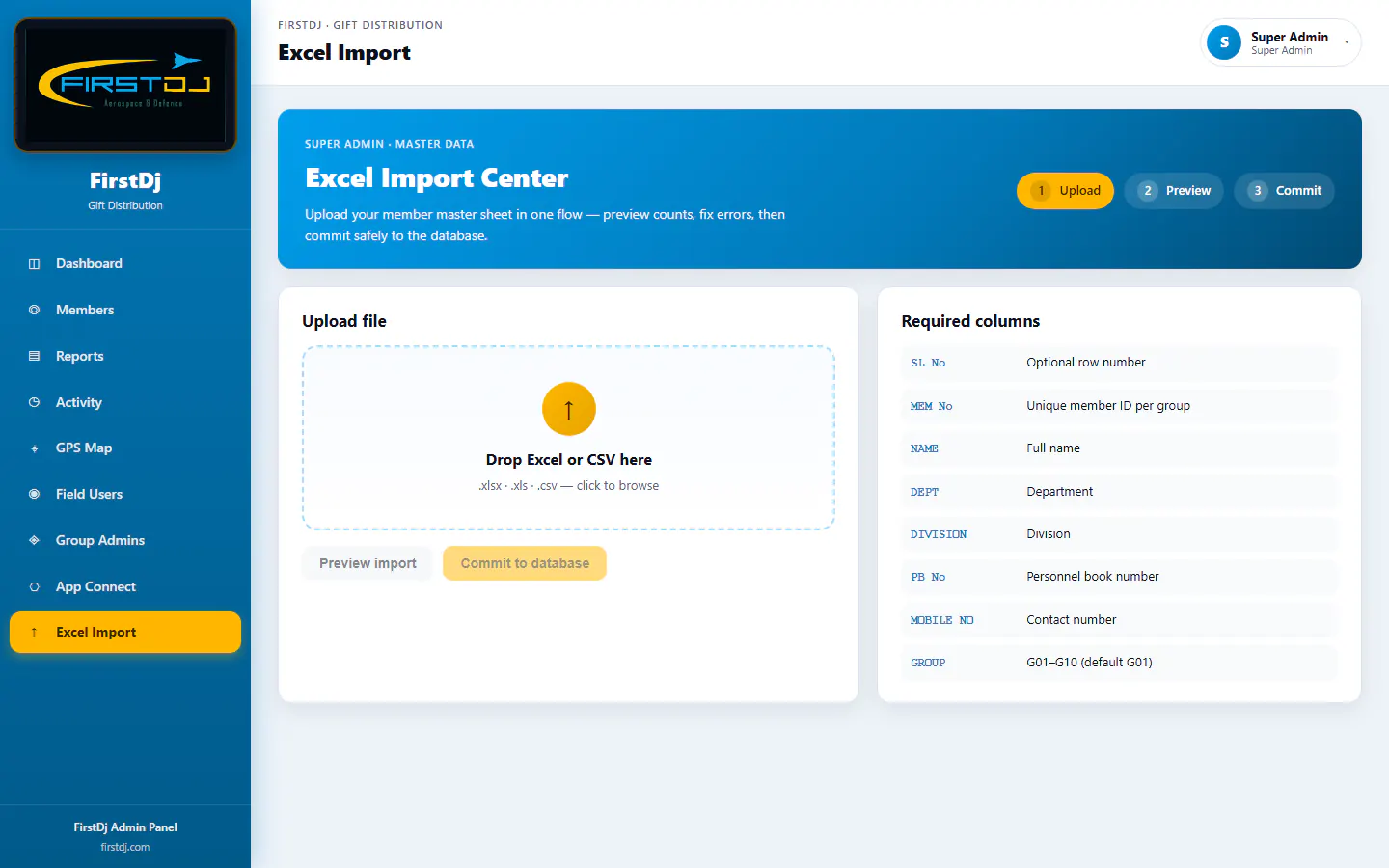 Gift Distribution & Verification System - Validated Excel Import