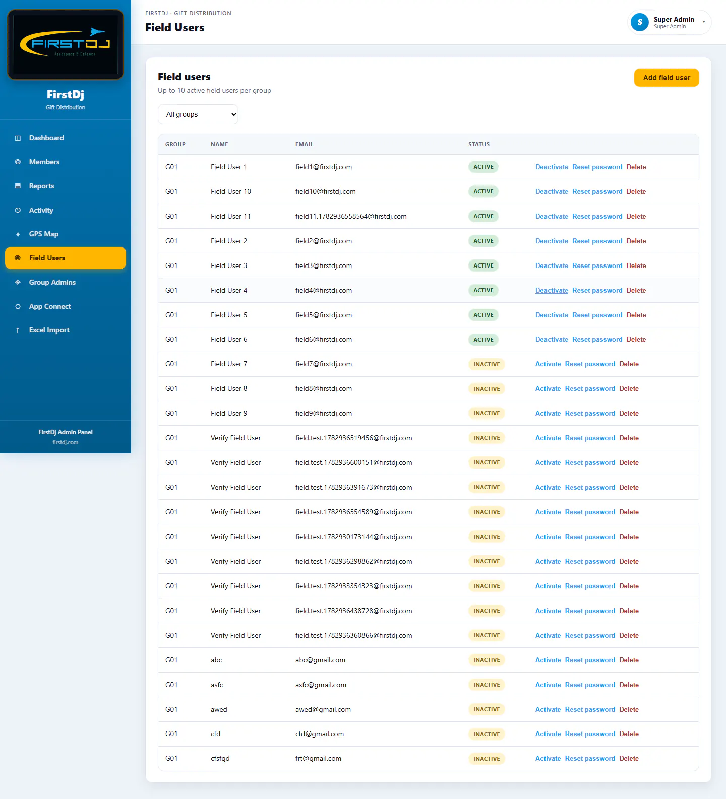 Gift Distribution & Verification System - Field User Administration