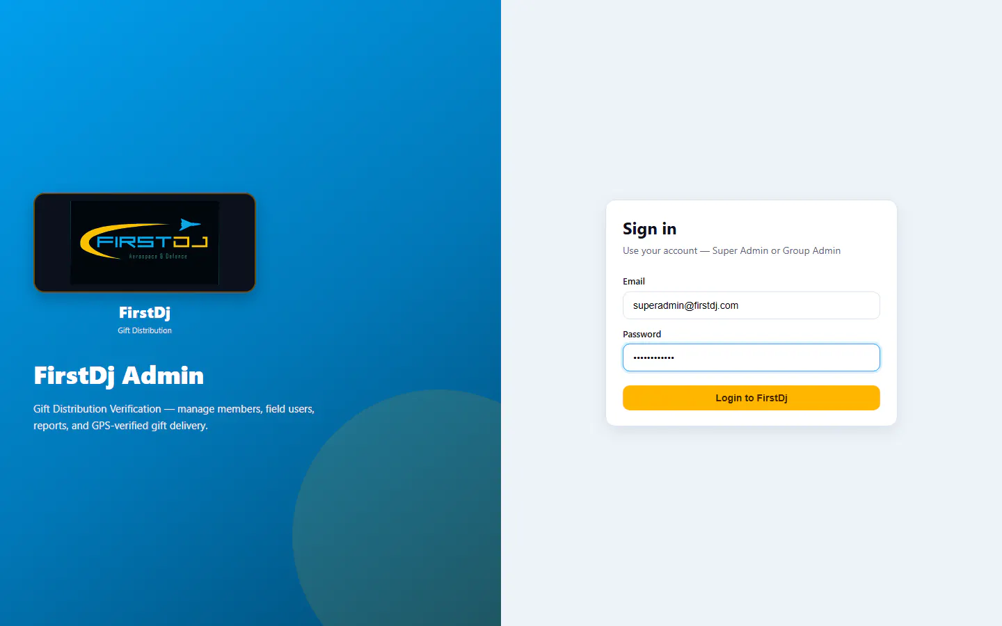 Gift Distribution & Verification System - Secure Portal Login