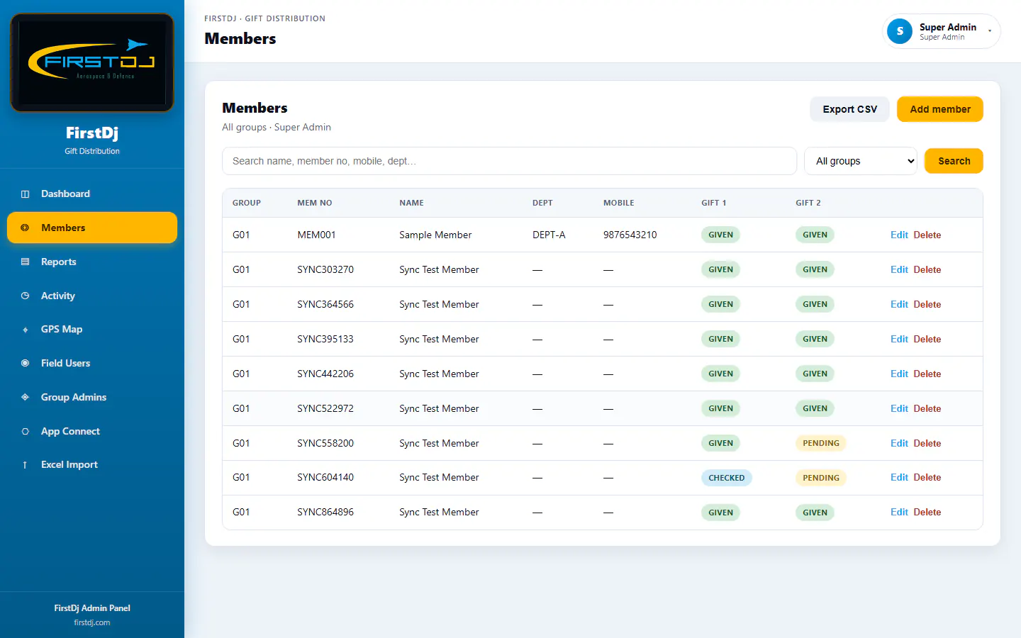 Gift Distribution & Verification System - Master Member Records